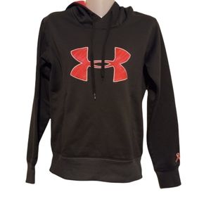 Under Armour Hoodie ColdGear Semi-Fitted Peach Pullover grey& pink Size Small
